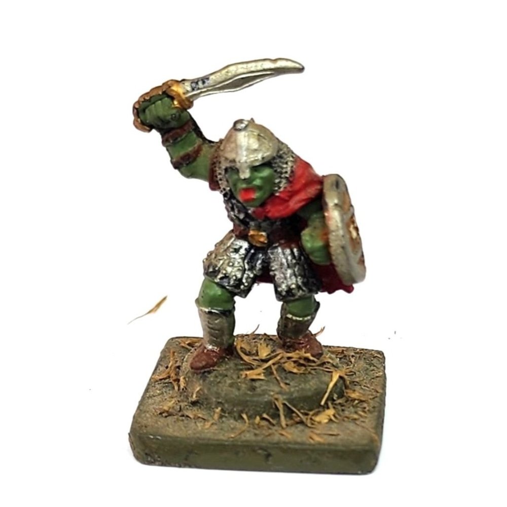 Vintage Ogre Stone Figurine Warrior Collectible Statue with Sword & Shield